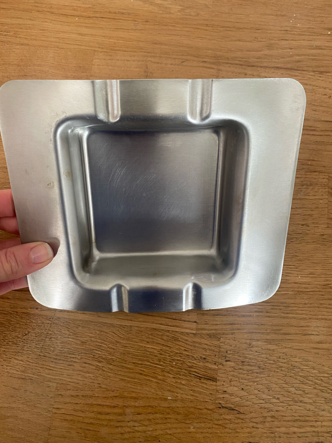 Vintage stainless steel ashtray and pocket tray