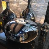 Lampe de Table • Space Ship • Peeble •  Esprit • Verre Soufflé Chromé • 1990