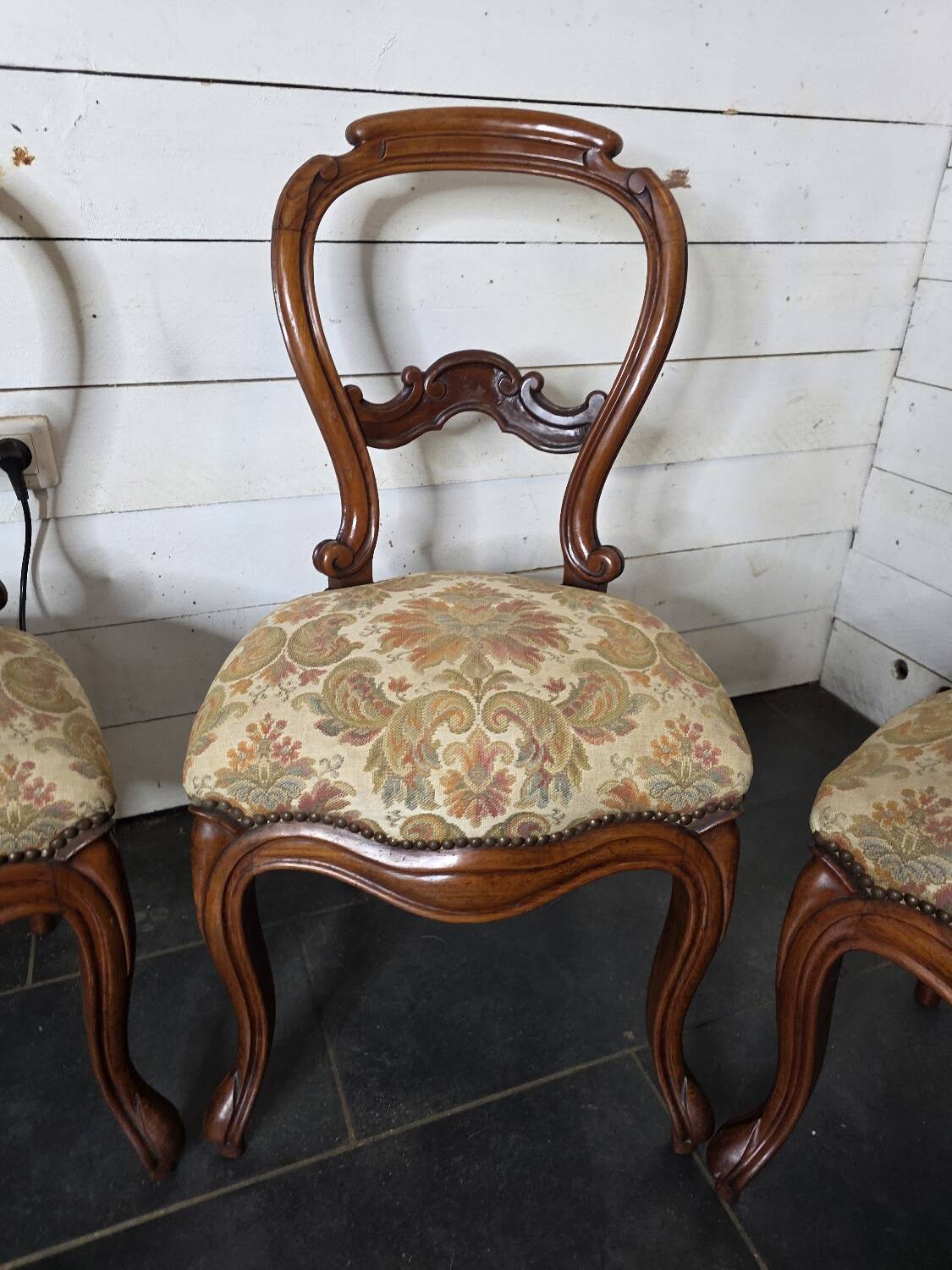 4 Louis Philippe style chairs from the 19th century in cherry wood.