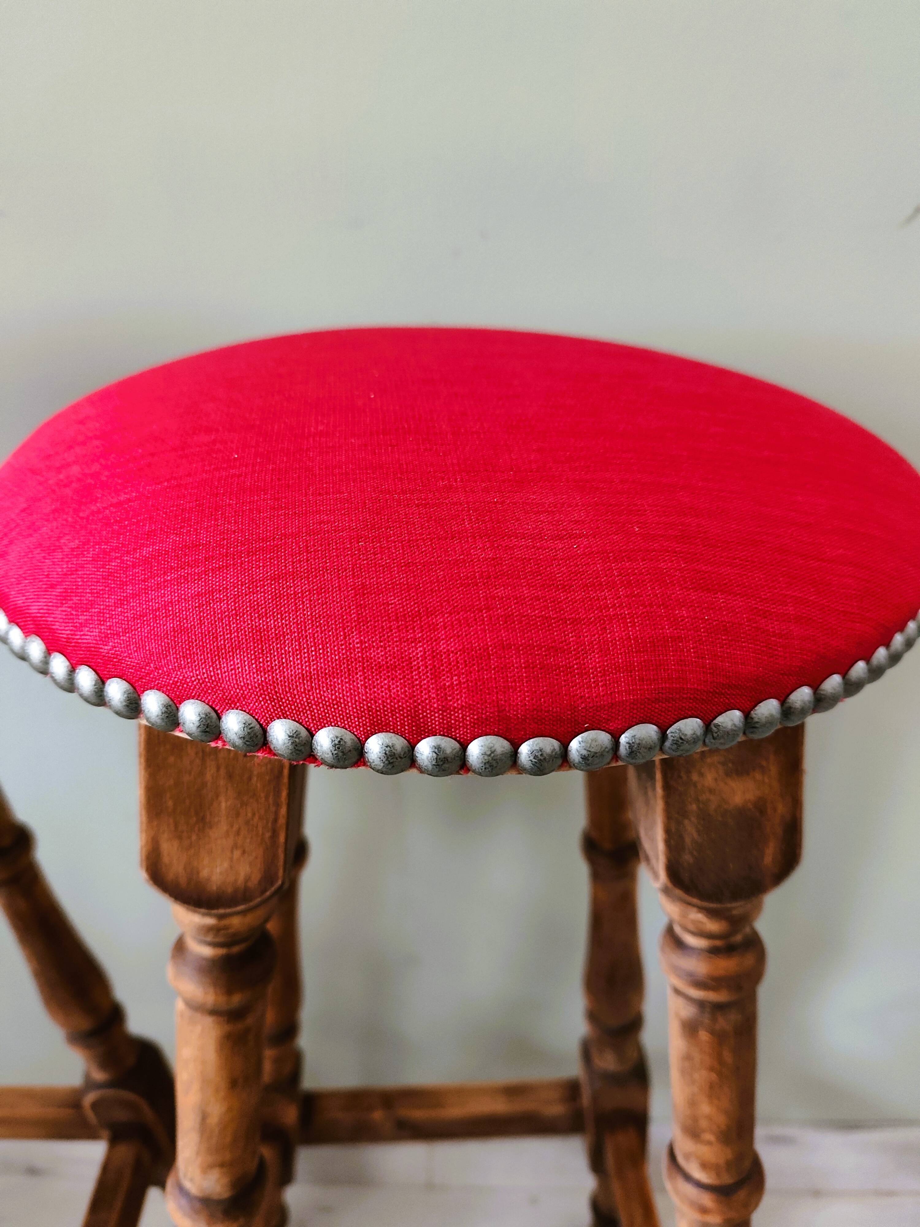 Pair of antique high stools in solid wood