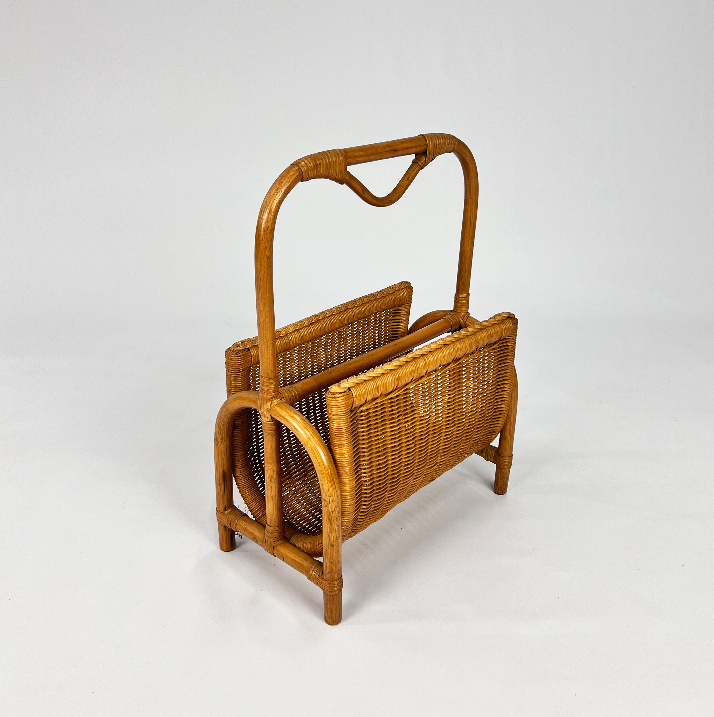Rattan and Bamboo Magazine Rack, 1970s