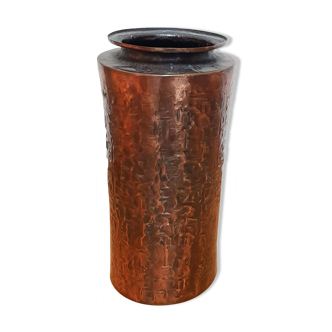 Brutalist Hammered Copper Vase by László Dömötör, Hungary, 1970s