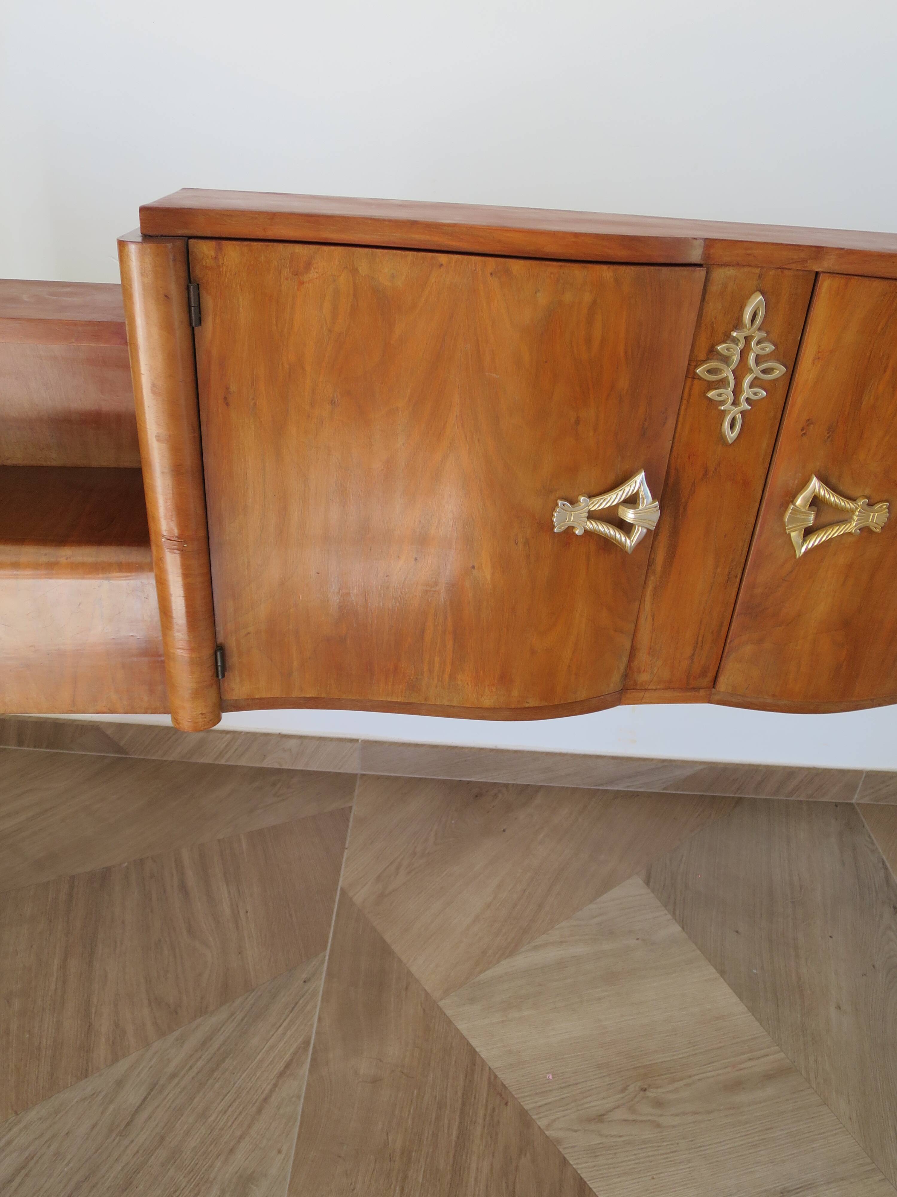 Headboard – console – sideboard – art deco – 2 doors – 2 niches in solid walnut e