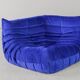 Togo living room set in blue velvet by Michel Ducaroy for Ligne Roset, 1979, set of 5