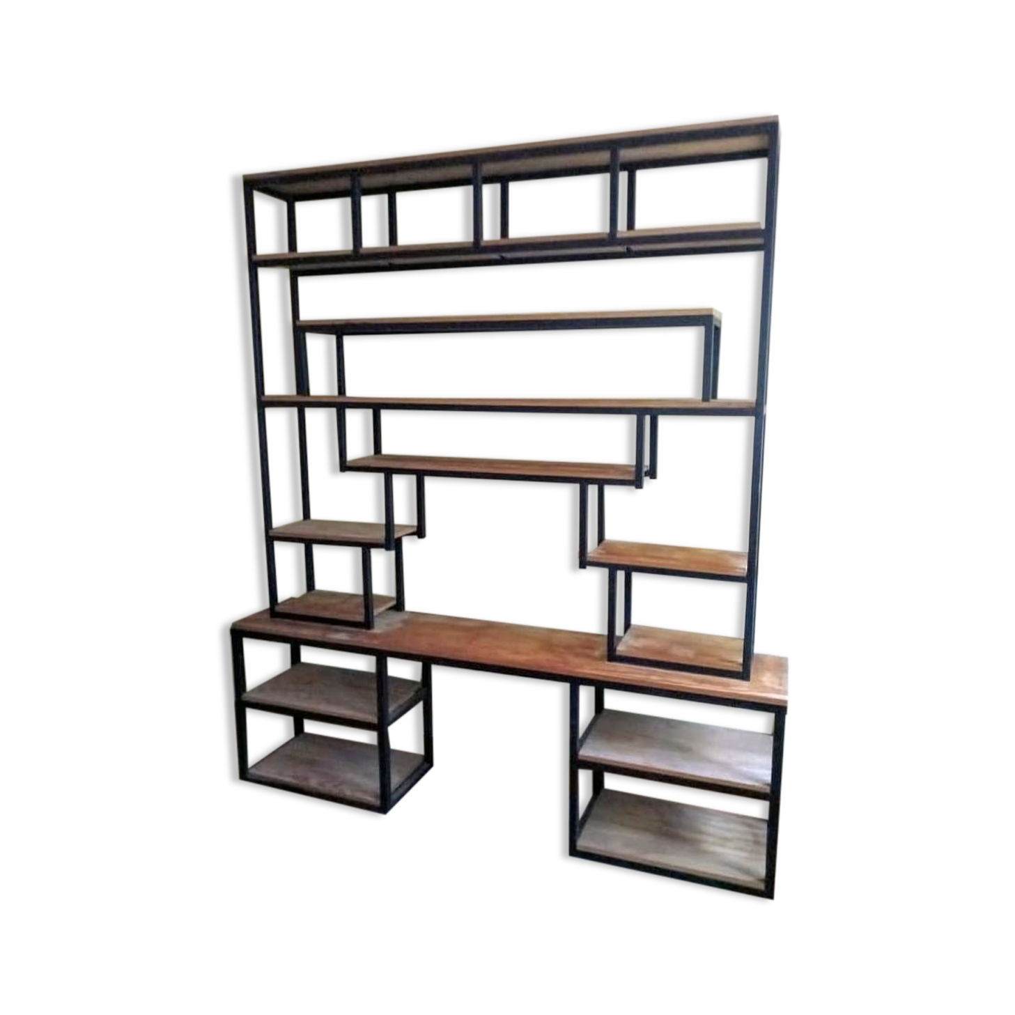 Vintage metal and wood showcase