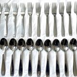 Christofle cutlery set - 11 fourchettes de table et 11 cuillères à soupe - Art déco - Métal argenté