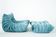 Togo set of armchair and pouf in light blue corduroy