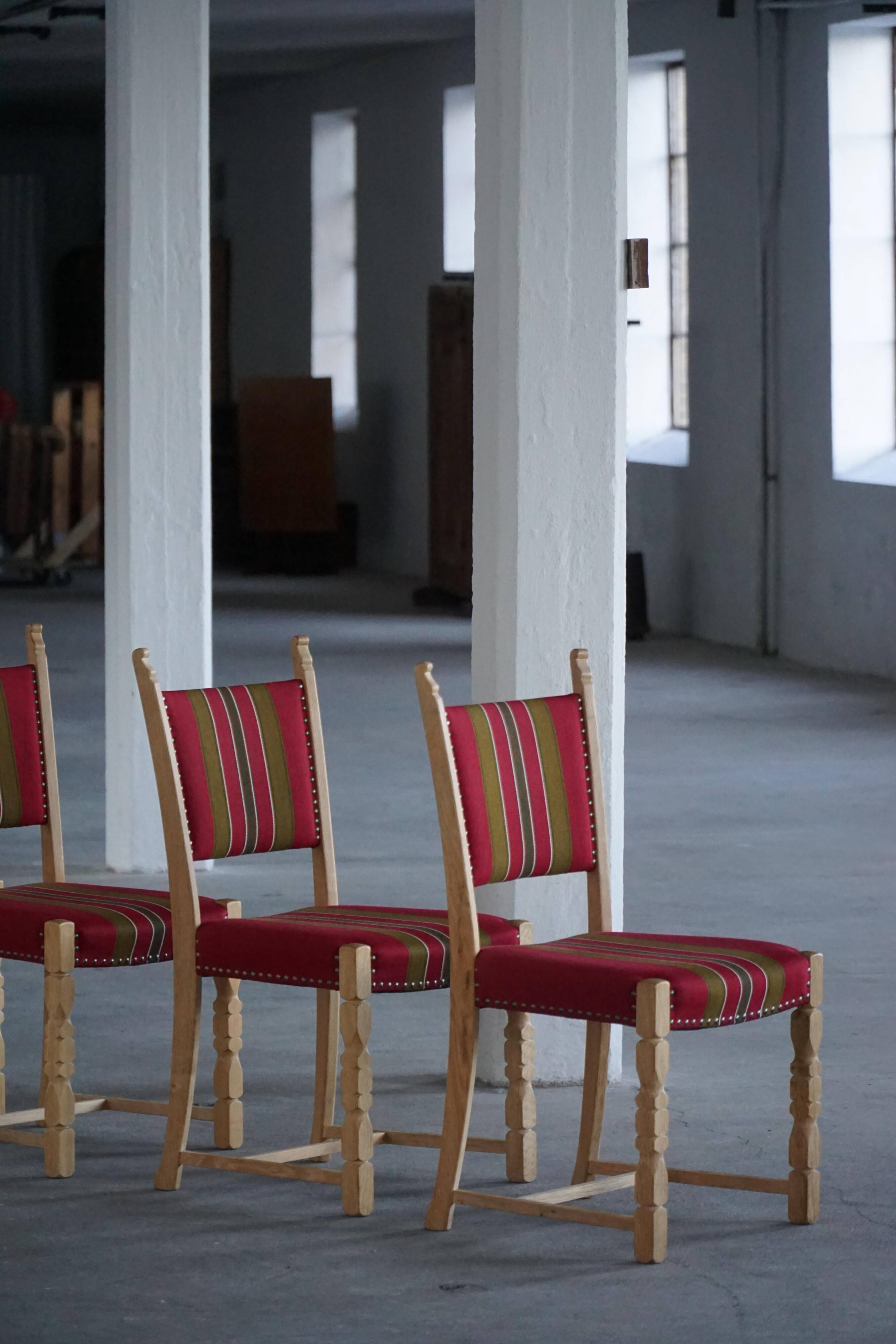 Danish Mid-Century Modern, Set of 6 Oak Dining Chairs, Henning Kjærnulf, 1960s