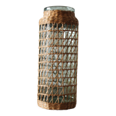 Glass and wicker vase