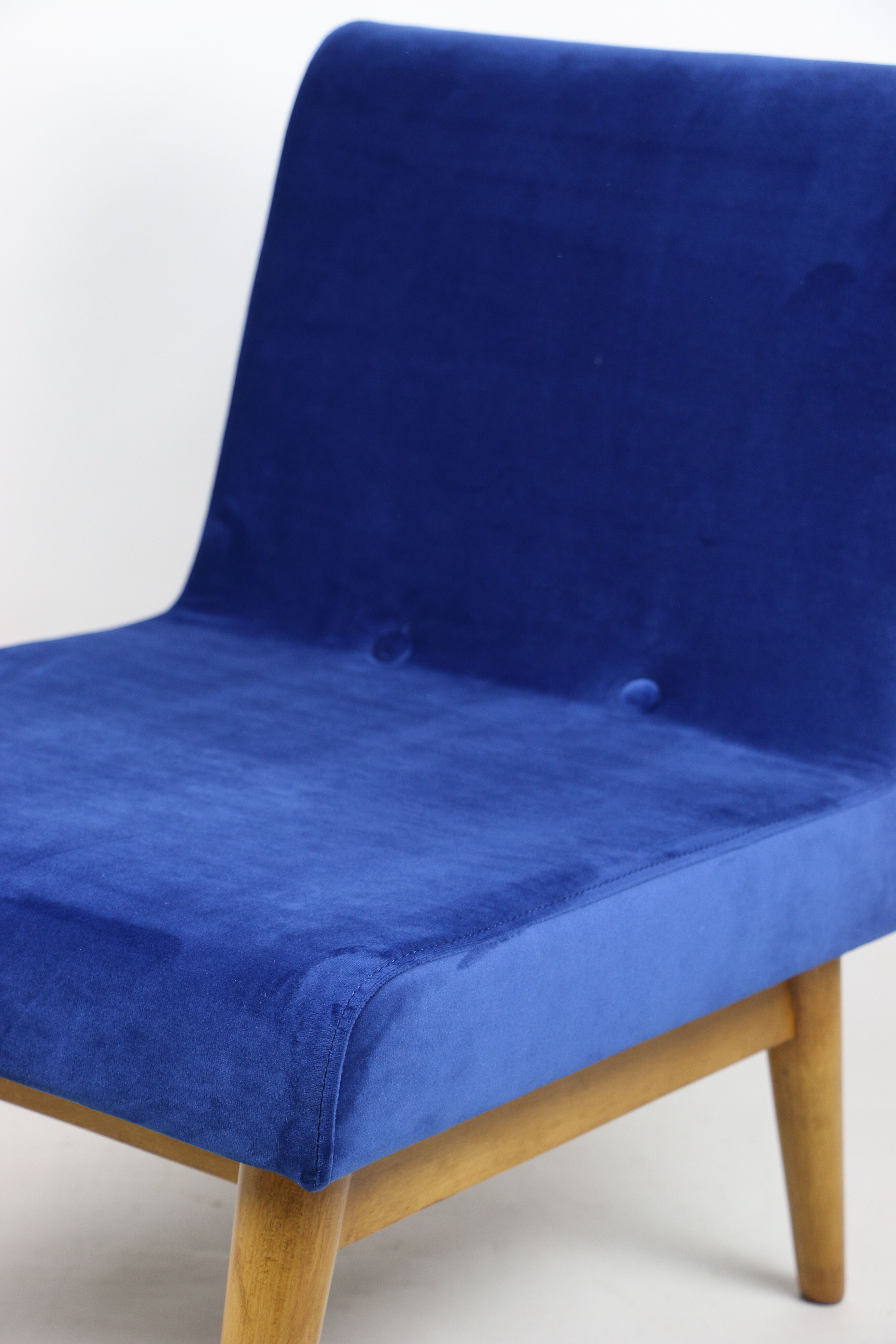 Vintage Blue Velvet Lounge Chair, 1970s