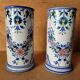 Pair of Gien earthenware roller vases with Rouen decoration