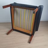 D500 armchair in black leather by Hans Olsen 1960