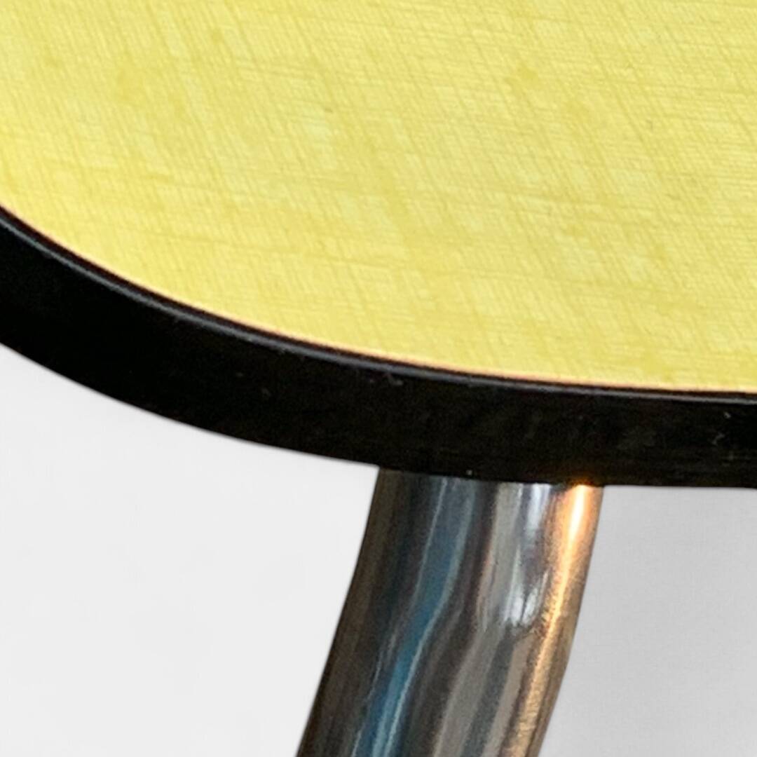 Yellow Formica chairs with compass legs, 1950s