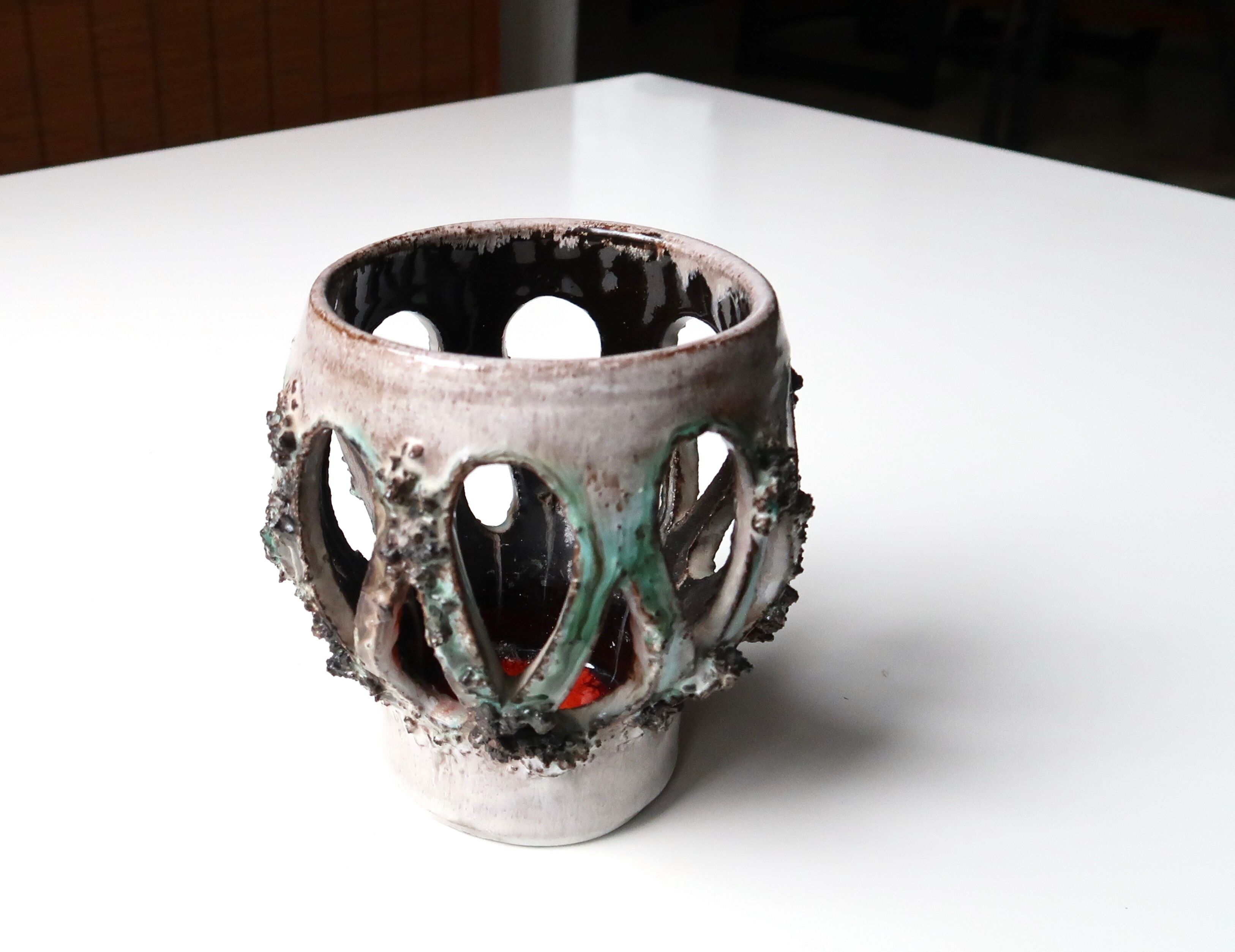 Ceramic photophore candle holder Glit Iceland Lava, 60s