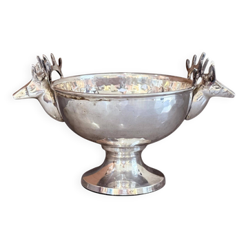 Vintage silver cup, small ice bucket european decorative bowl cup deer head