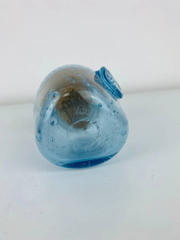 Bonbonnière verre bullé de Biot, bleu