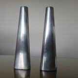 Pair of large modernist candle holders Ikea in aluminum 1970
