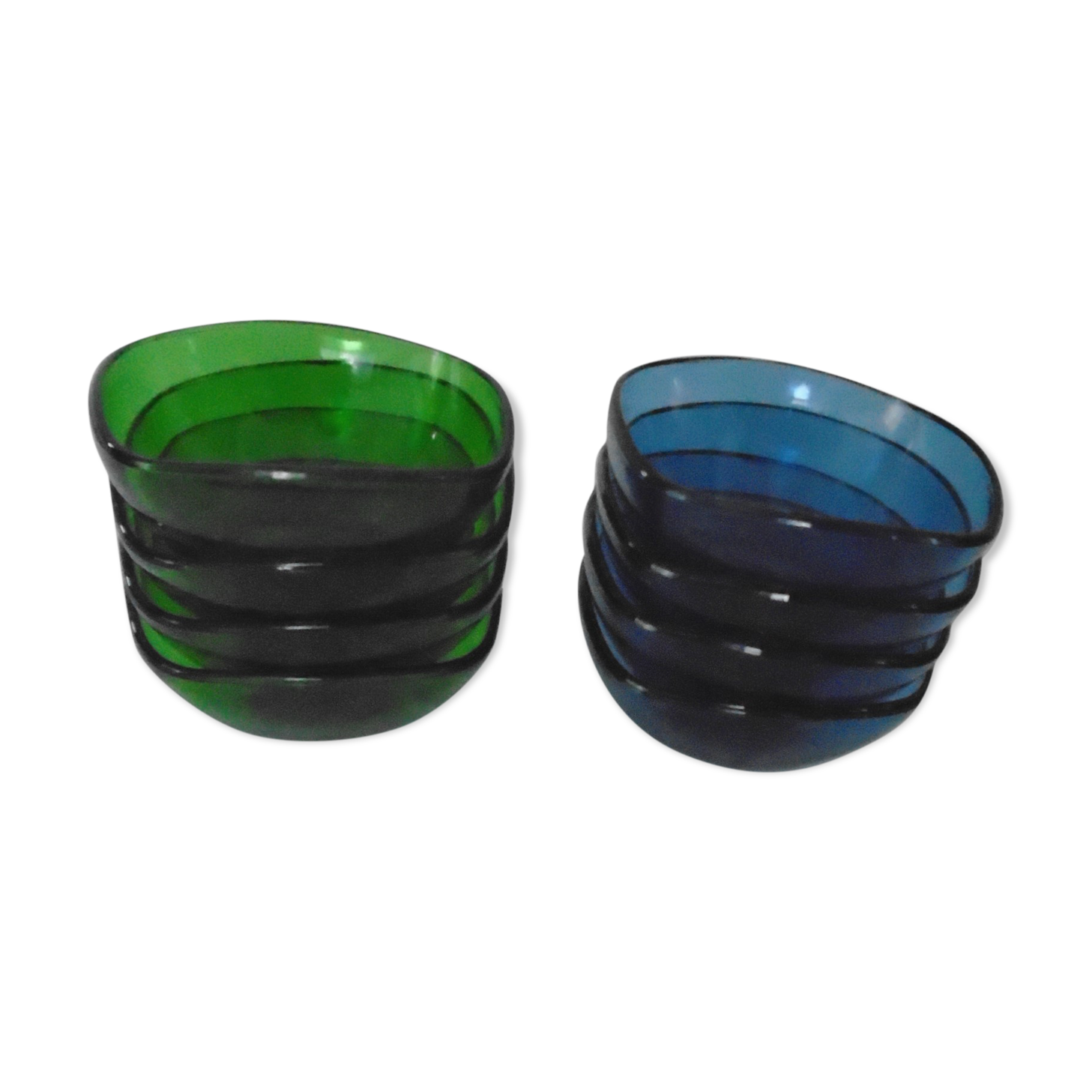 8 Vereco ramekin cups blue - vintage green