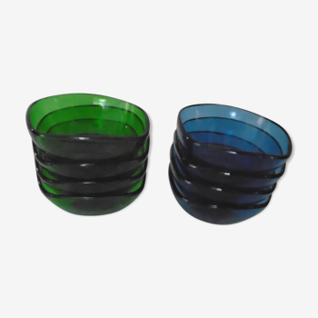 8 Vereco ramekin cups blue - vintage green