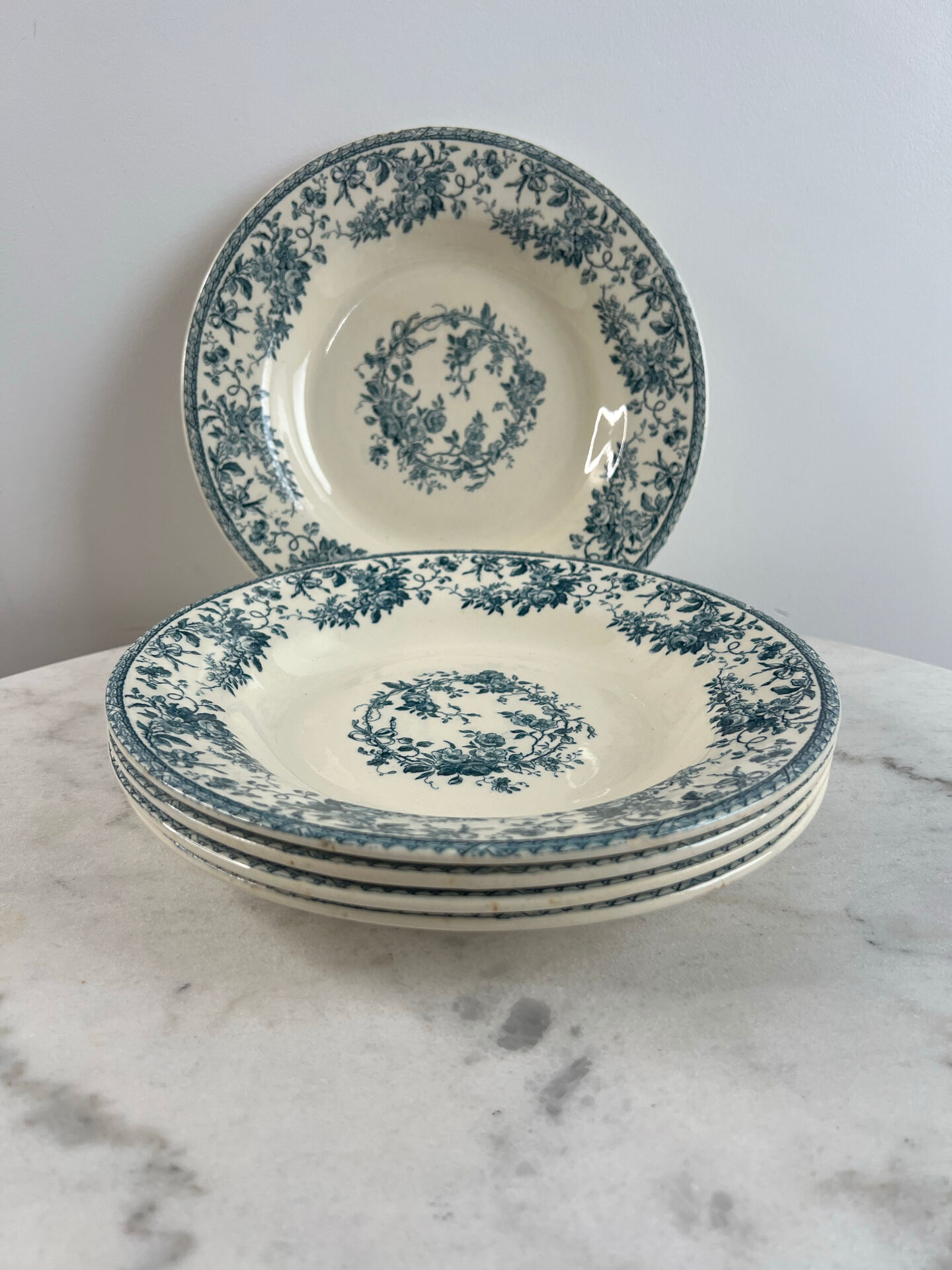 5 assiettes creuse terre de fer gien