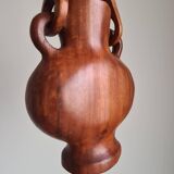 Hanging vase in solid wood carved / handcrafted / 1960