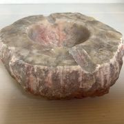 Large ashtray, red veined alabaster pocket tray.