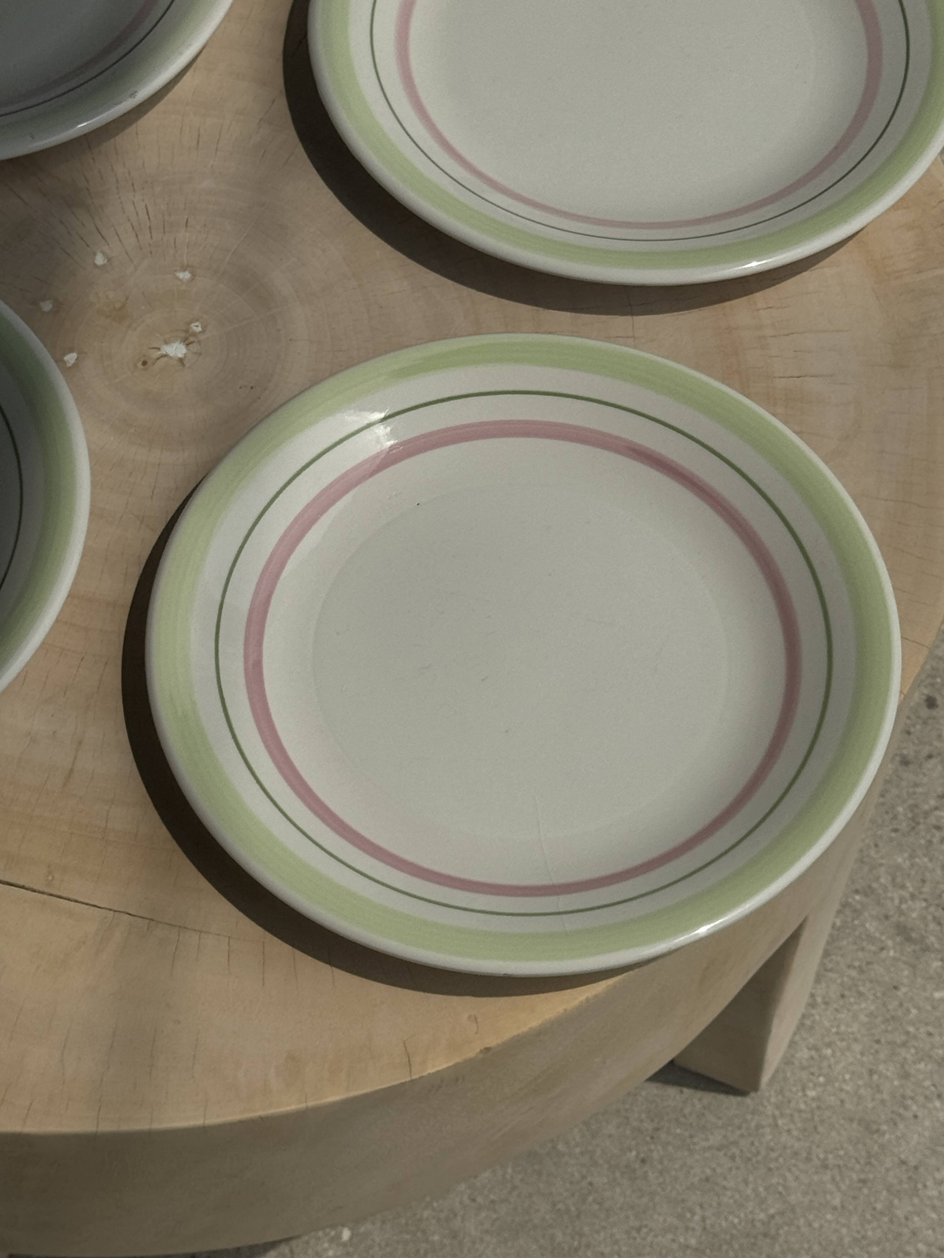 Set of 12 green and pink Italian plates
