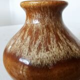 Vase vintage en céramique brune : décoration bohème yougoslave des années 1970