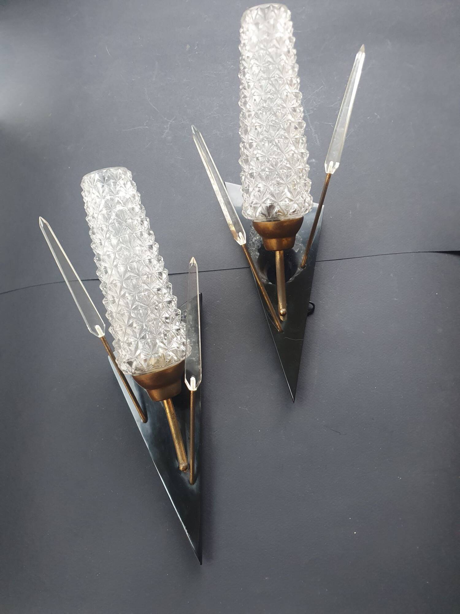 Pair of antique tulip arrow wall sconces