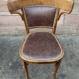Pair of restaurant chairs bent wood imitation leather 50s