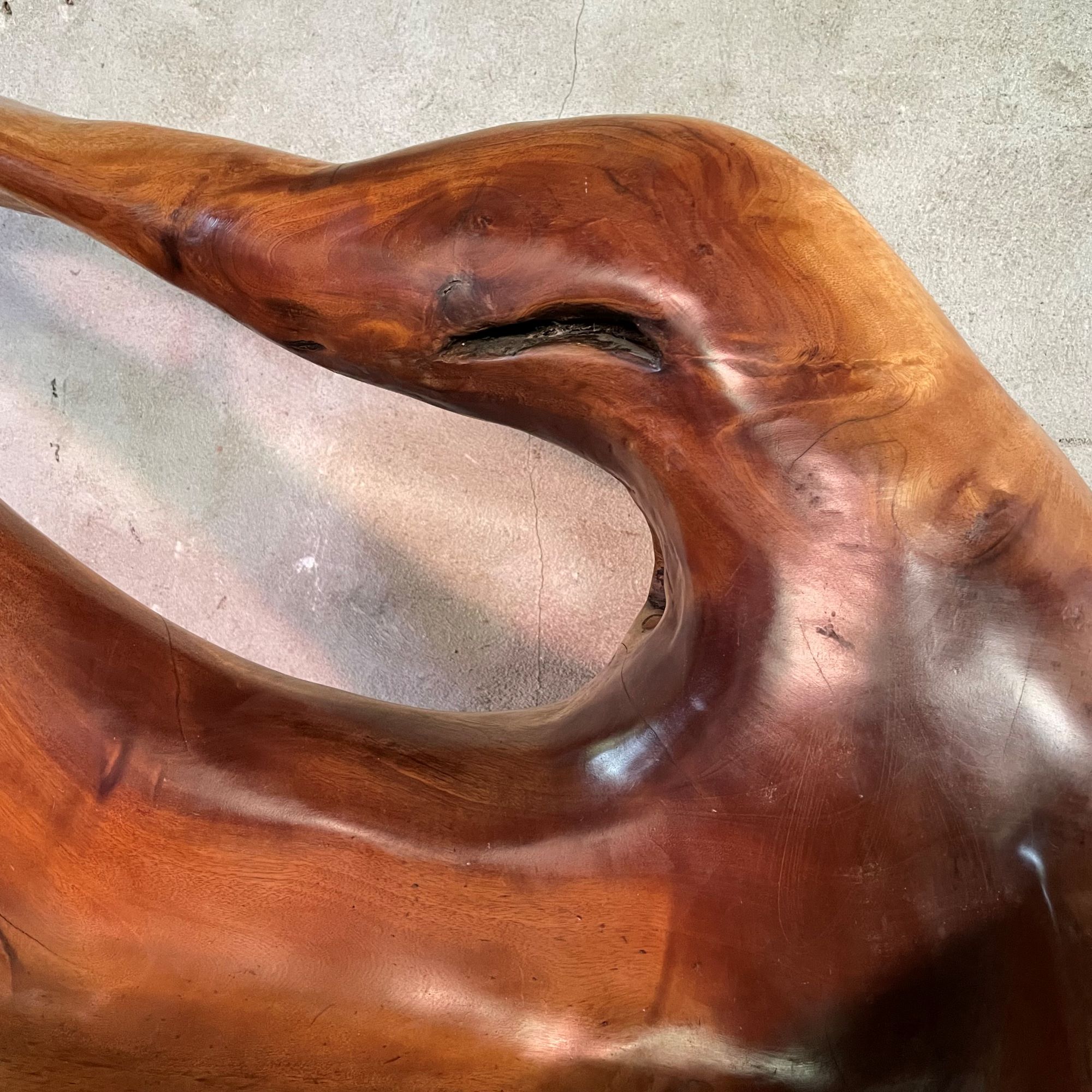 Sculptural solid wooden bench