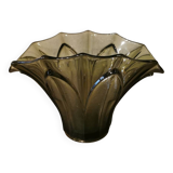 Art Deco vase in polished and frosted smoked glass