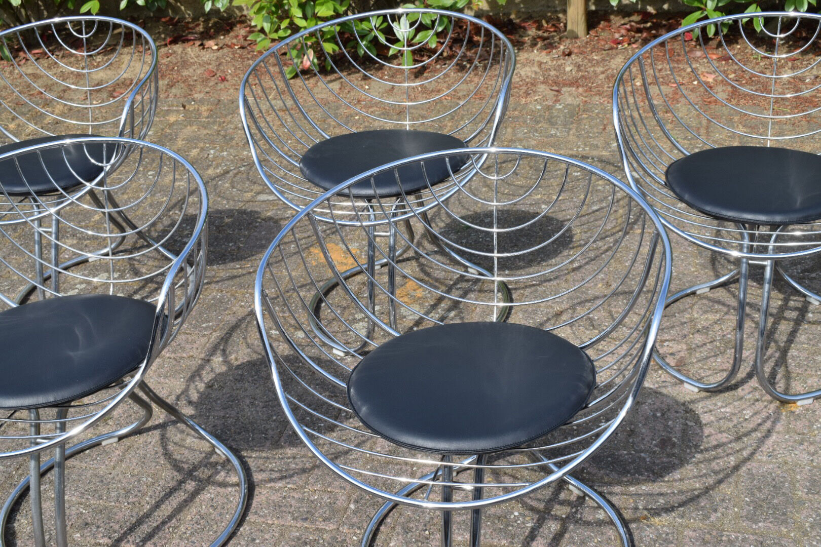 Vintage Pan Am Chrome Chairs by Gastone Rinaldi for Rima, Set of 5