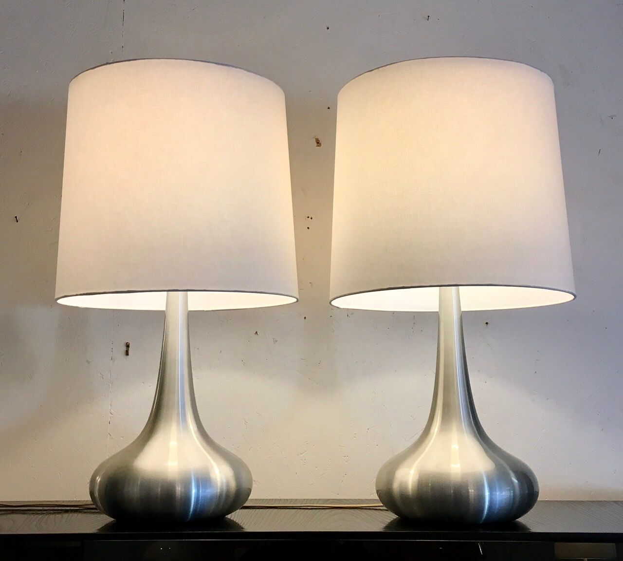Jo Hammerborg's "Orient" brushed aluminium lamps for Fog & Morup, Denmark 1968