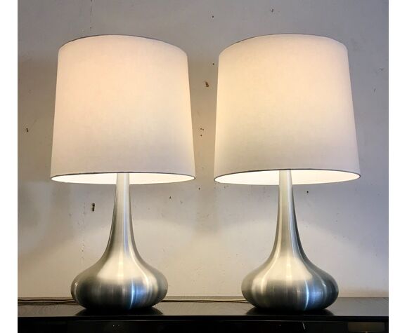 Jo Hammerborg's "Orient" brushed aluminium lamps for Fog & Morup, Denmark  1968 | Selency