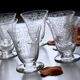 Six glasses of Baccarat wine in engraved crystal, model "Michelangelo"