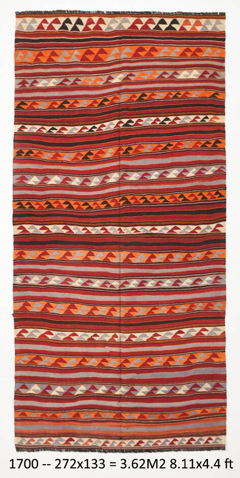 Rugs For Living Room Red & Brown Turkish Kilim Rug, 133x272Cm