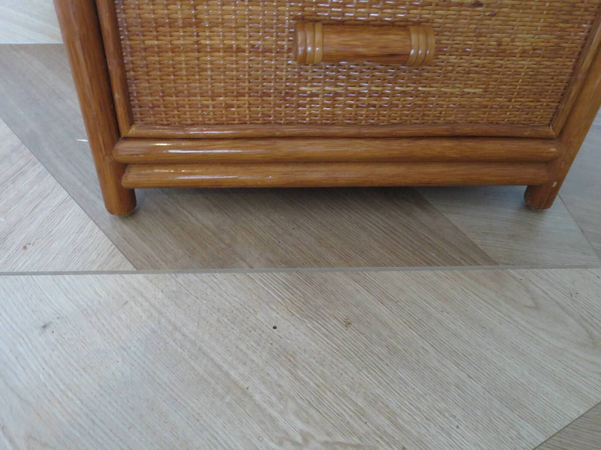 Vintage - sideboard - chest of drawers - woven rattan chest of drawers - wood - bamboo - 80s