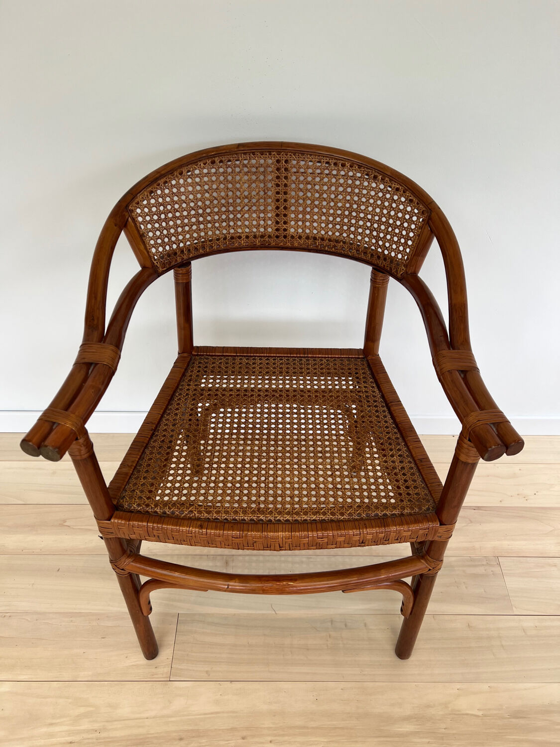 Rattan canning armchair