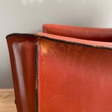 Cognac leather Cab lounge chair by Mario Bellini, 1970s