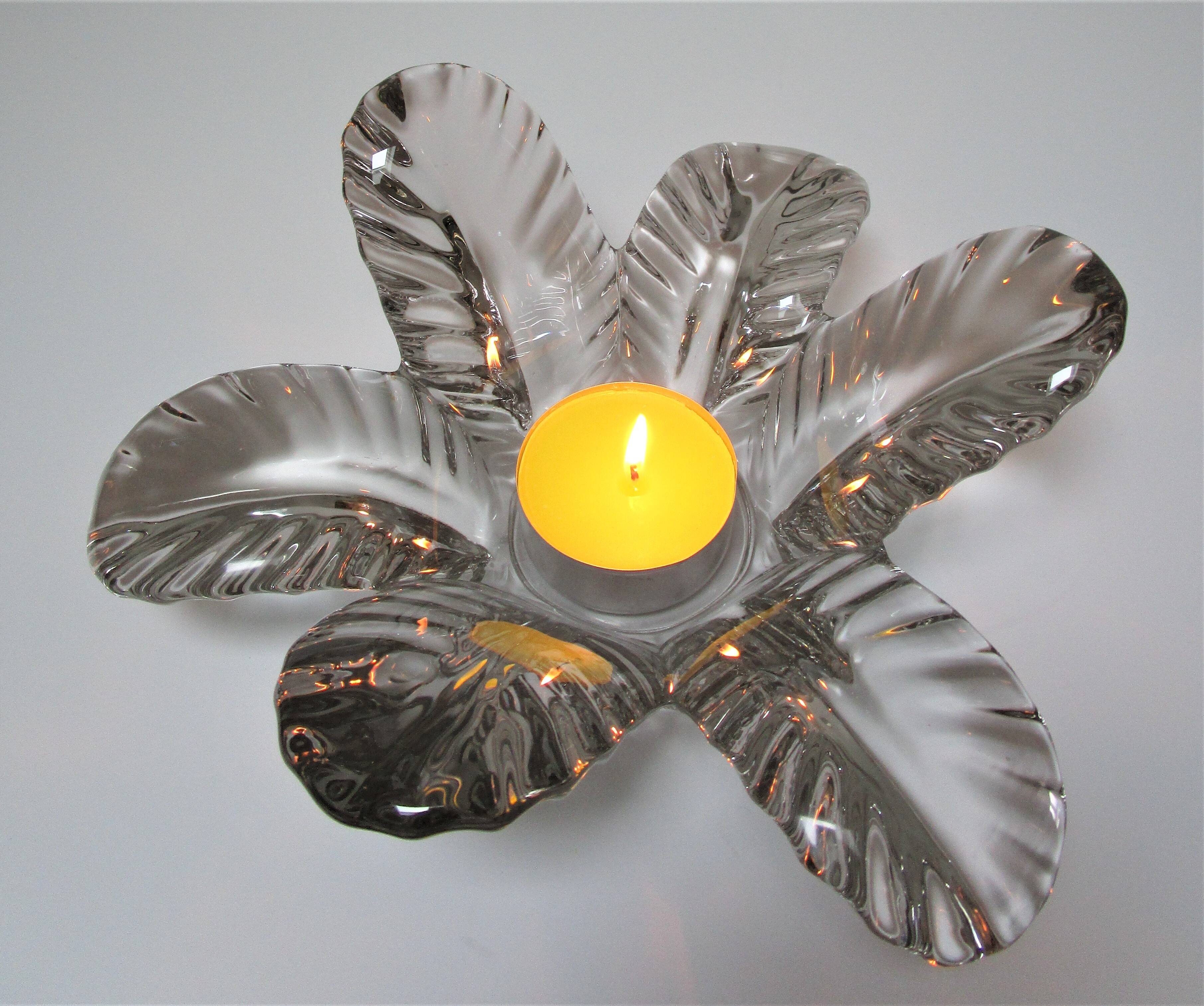 Flower candle holder glass centerpiece Pierre d'Avesn