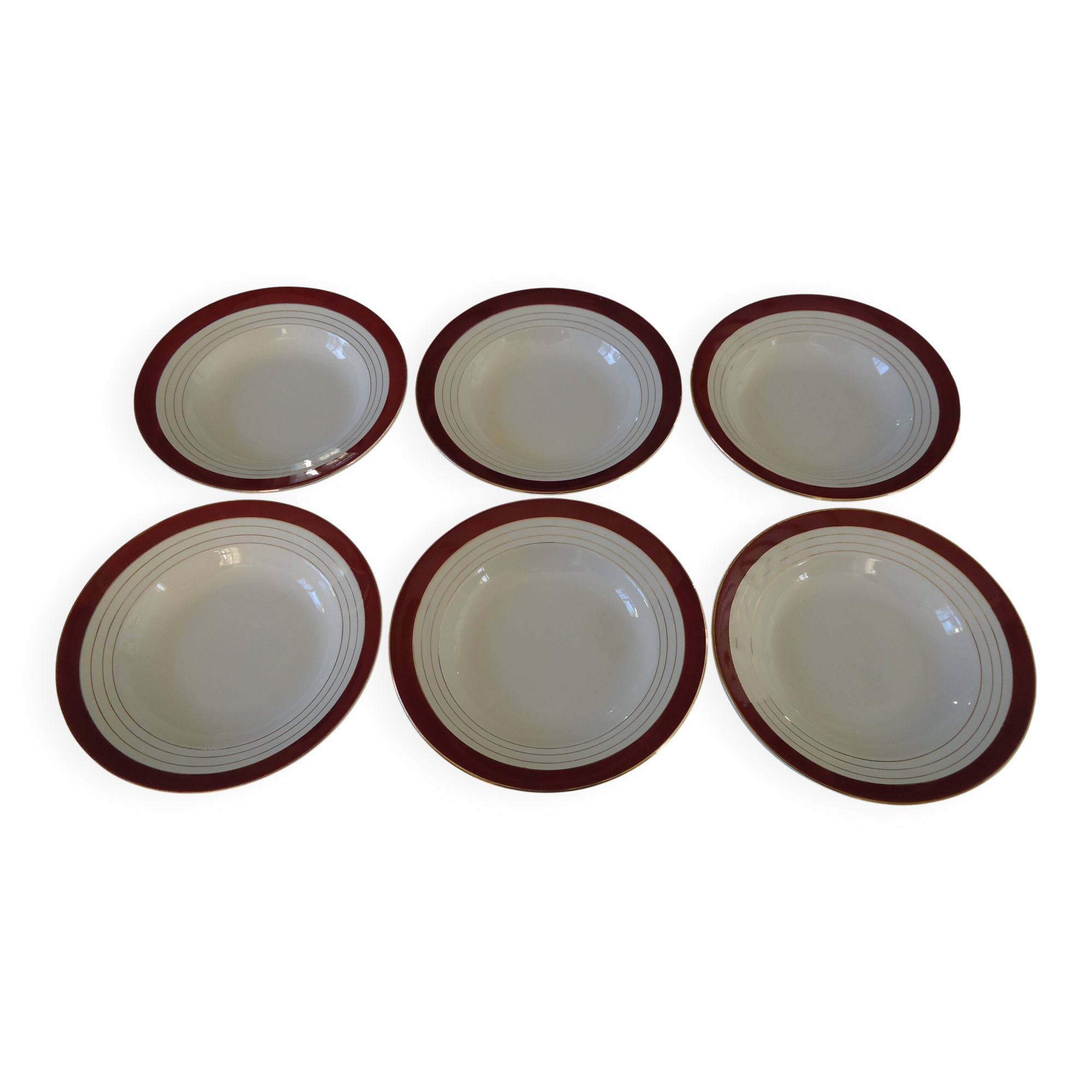 Deep plates, opaque porcelain, digoin sarreguemines, pasteur pattern