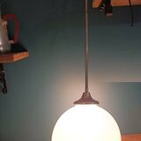 Chandelier suspension ceiling light globe white metal