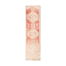 Faded red and beige vintage runner rug 322x85cm