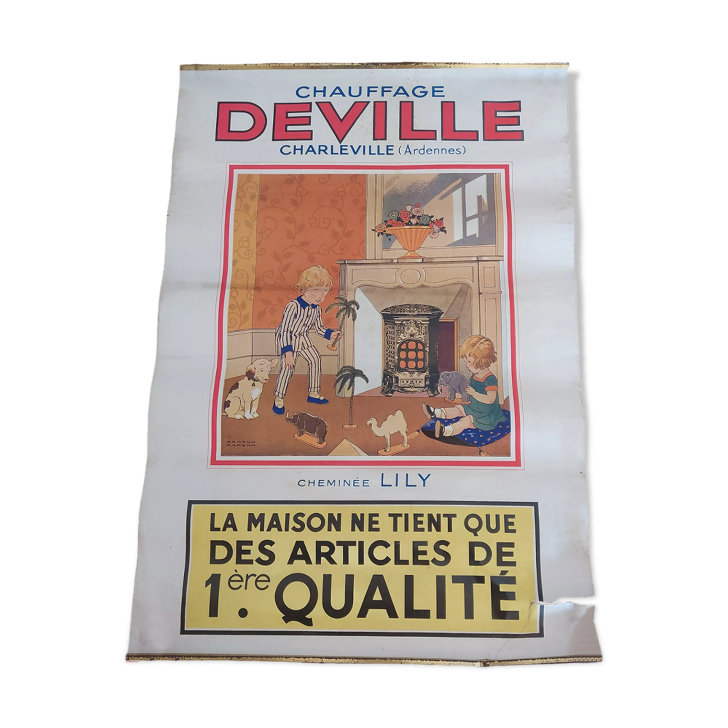 Lithographed poster heating Deville