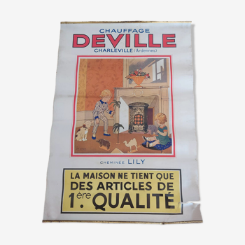 Lithographed poster heating Deville