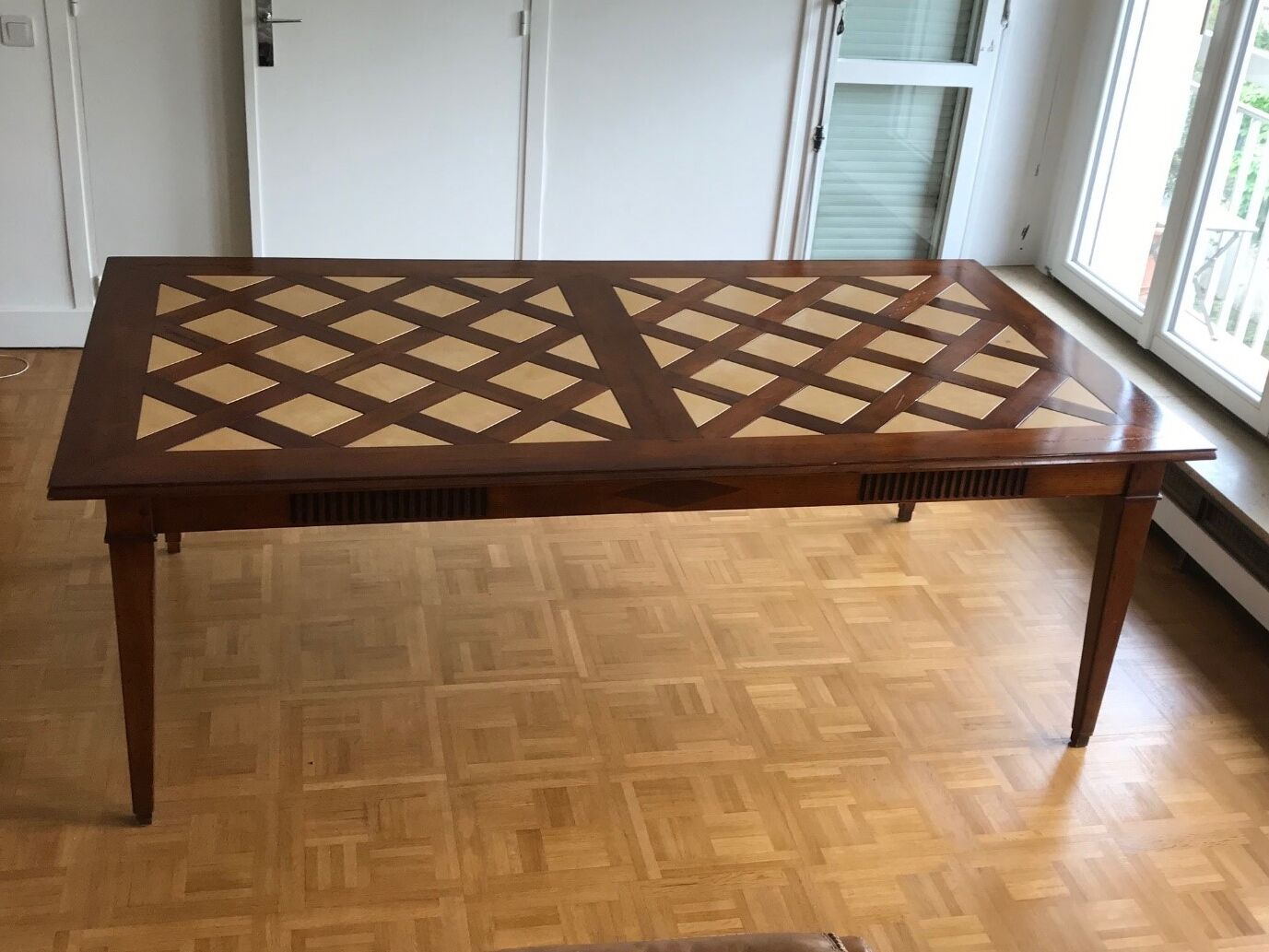 Roche Bobois cherry and Bourgogne tile dining table