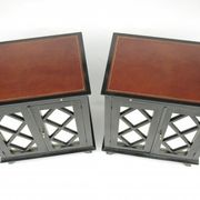 Paire de buffets en laque noire a decor de croisillons circa 1950
