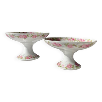 Set of 2 porcelain fruit bowls and dishes.
