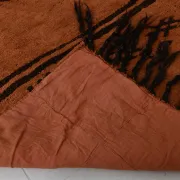 5x8 Terracotta & Black Vintage Kilim Rug, Handwoven Bohemian Bedroom Carpet